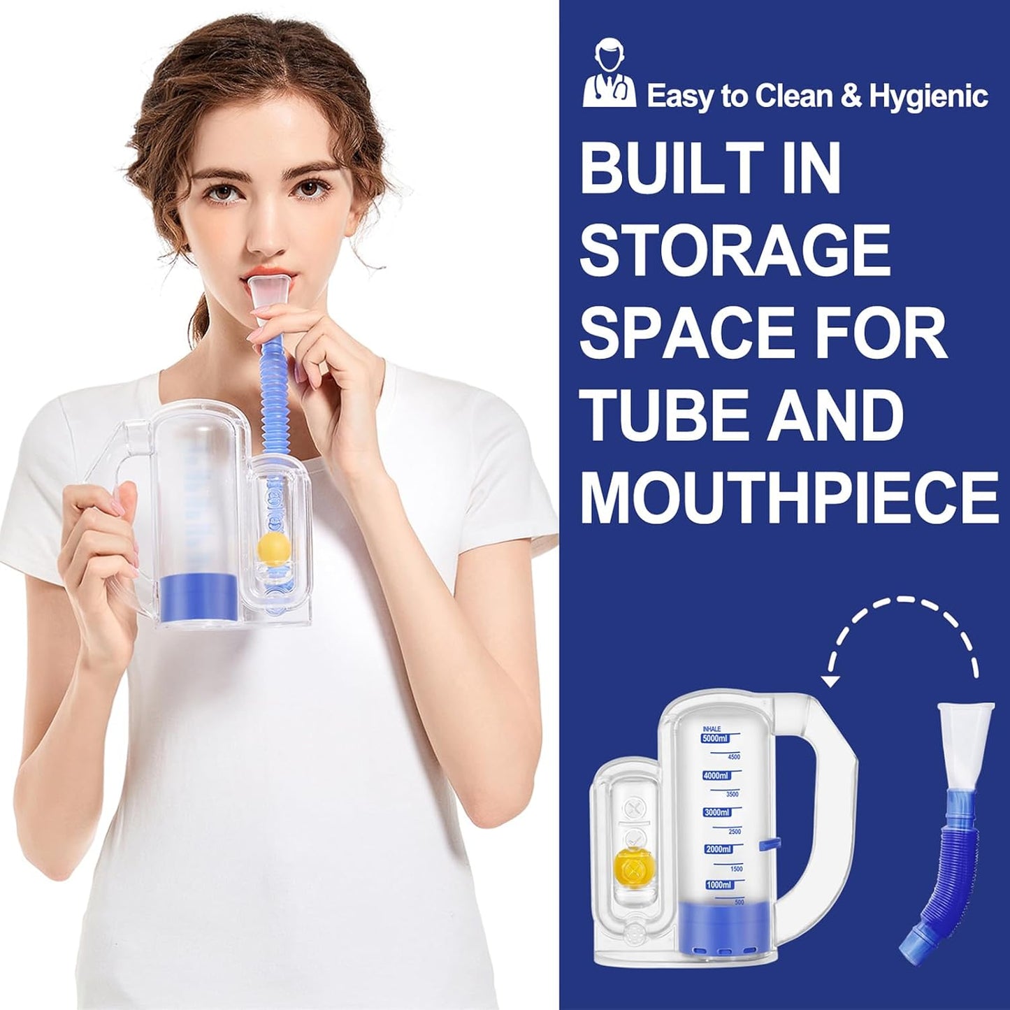 Breathing Exercise Device for Lungs, Lung Exerciser Device – Deep Breathing Trainer for Respiratory Health & Recovery