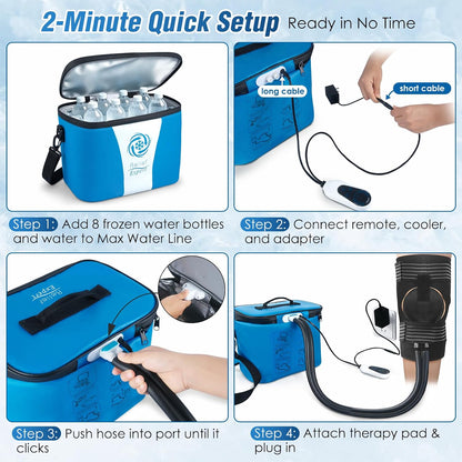 Ice Machine for Knee After Surgery, Extra Large Wrap & Flippable Kneecap Pad, 18QT Cooler, 12H Cooling, Programmable Timer, Leak-Resistant Sealing & Steady Cold Compression for Knee Replacement Care