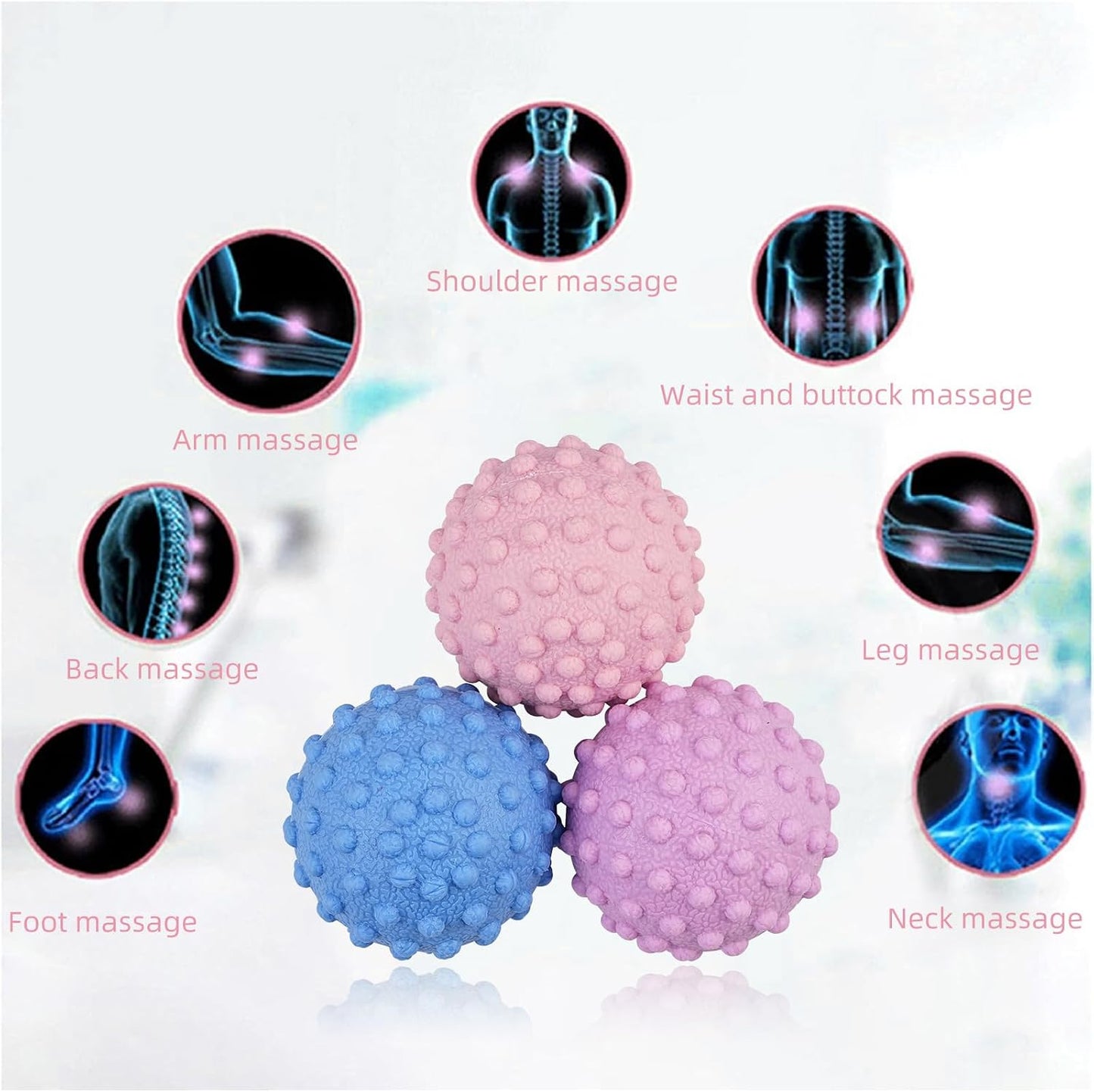 WOVTE Massage Lacrosse Ball for Sore Muscles, Shoulders, Neck, Back, Foot, Body, Deep Tissue, Trigger Point, Muscle Knots, Yoga and Myofascial Release (Blue)