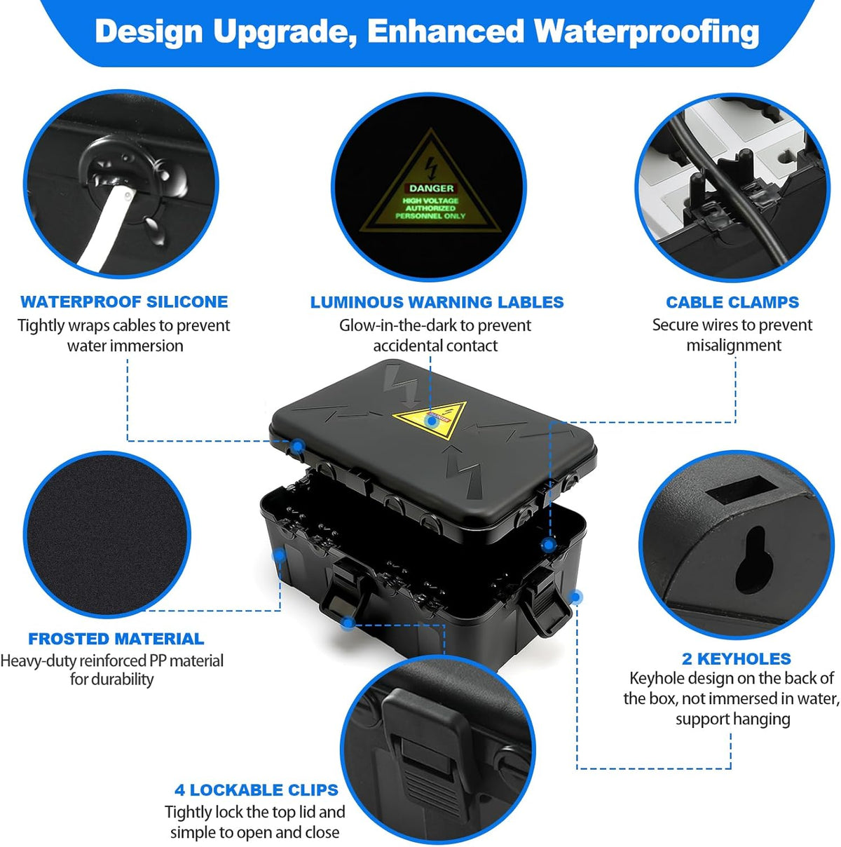 Hrensaw Large Outdoor Electrical Box Waterproof(12.5x8.5x5inch),IP54 Waterproof Outdoor Outlet Covers,Weatherproof Extension Cord Covers Protect Outlet,Plug,Timer,Power Strip,Holiday Light,Black
