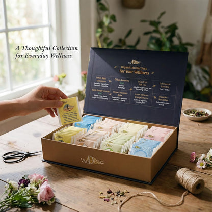 Valdena Bio Organic Herbal Teas for Your Wellness Tea Sampler Gift Caffeine Free 8 Flavors Assorted Tea Sets Variety Pack 64 Individually Wrapped Tea Bags Gift for Tea Lovers