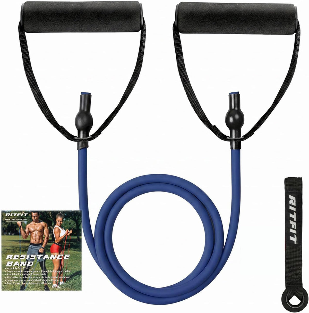 RitFit Single Resistance Bands with Handles Door Anchor for Home Gym