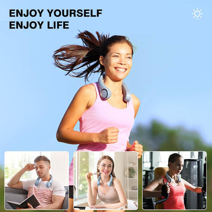 Morelax Neck Fan, USB Rechargeable Personal Fan,Hand Free Bladeless Portable Fans,4000 mAh, 3 Speeds,72 Air Faster softer 360° Cooling, Ultra Quiet,Gift Suitable for Home, Office, Travel, Sports