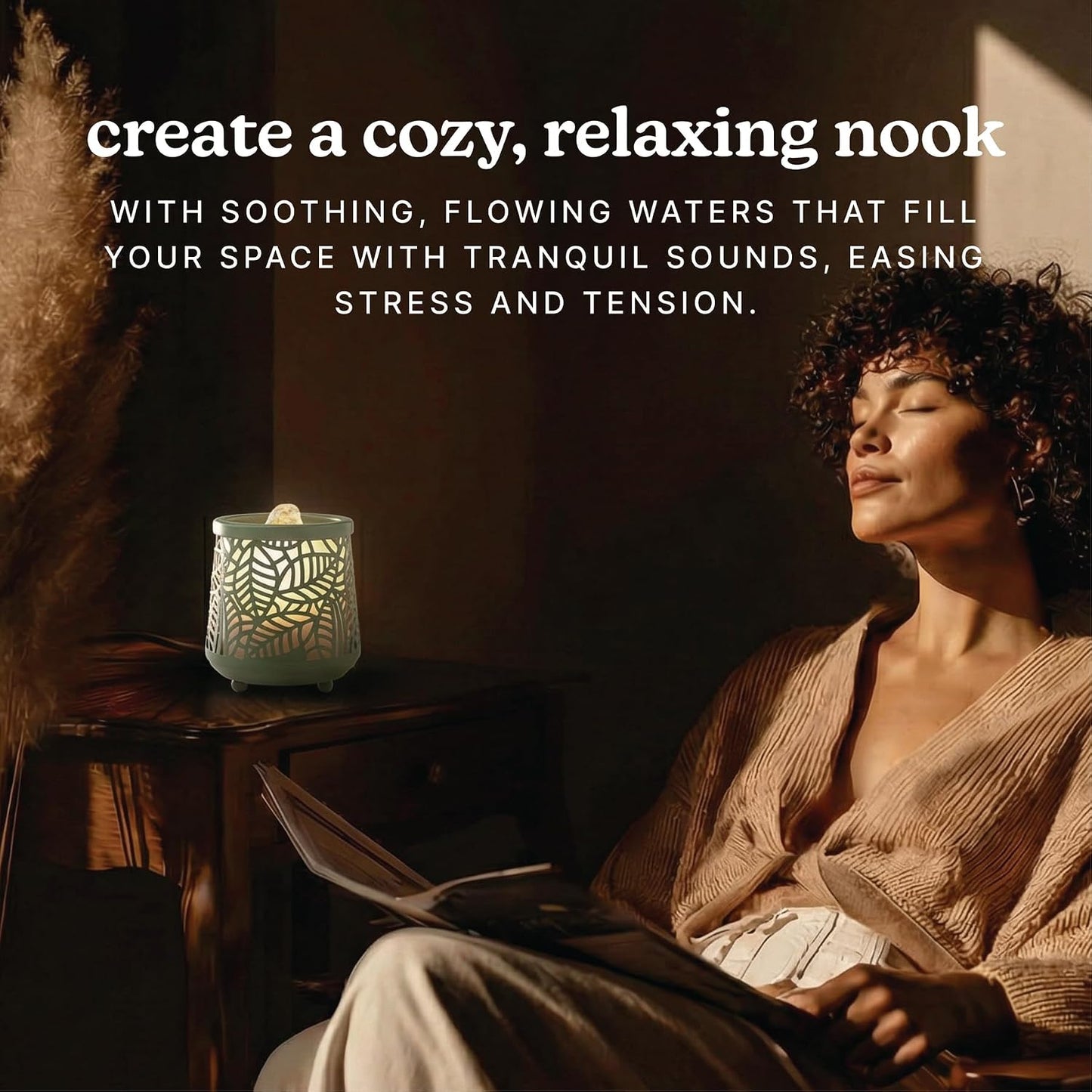 Homedics Indoor Relaxation Fountain with Light & Natural Sound (Black)