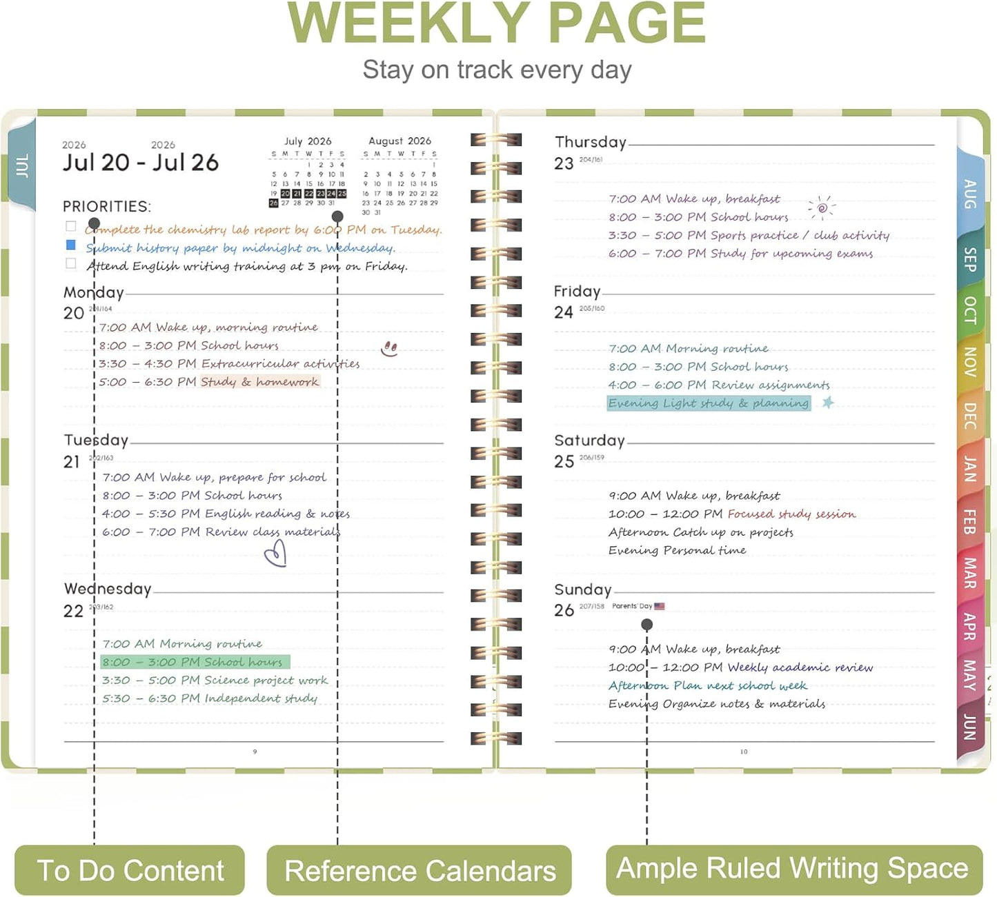 Planner 2026-2027, Weekly and Monthly Calendar Planner, JUL 2026 - JUN 2027 | A5(6.3'' x 8.5''), Hardcover, Agenda Book, Sprial Bound, Inner Pocket, Office and School Use