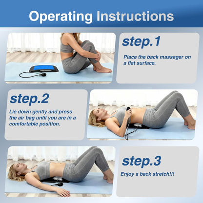 Back Stretcher for Lower Back Pain Relief, Adjustable Lumbar Traction Device, Ergonomic Spine Board with Acupressure Points, Back Massager for Spinal Decompression and Scoliosis