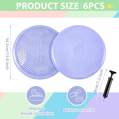 Amylove 6 Pcs Wiggle Seat Inflated Wobble Cushion for Sensory Kid 13 Inch Balance Disc Kids Flexible Seating Exercise Sensory Pad Chair Cushion for Classroom Office School (Bright)