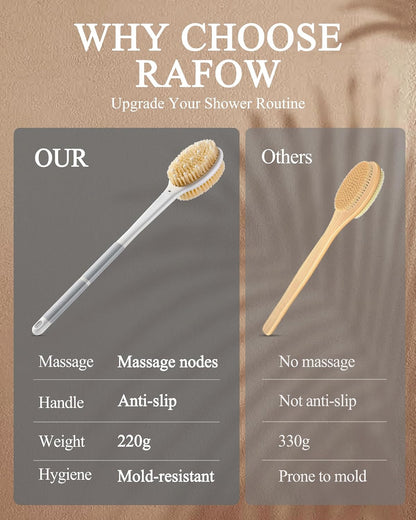 Dry Brushing Body Brush for Massage - Natural Boar Bristle Exfoliating Brush with Massage Nodes for Lymphatic Drainage, Cellulite, Blood Circulation Improving Skin Health for Women Men Elderly(Grey)