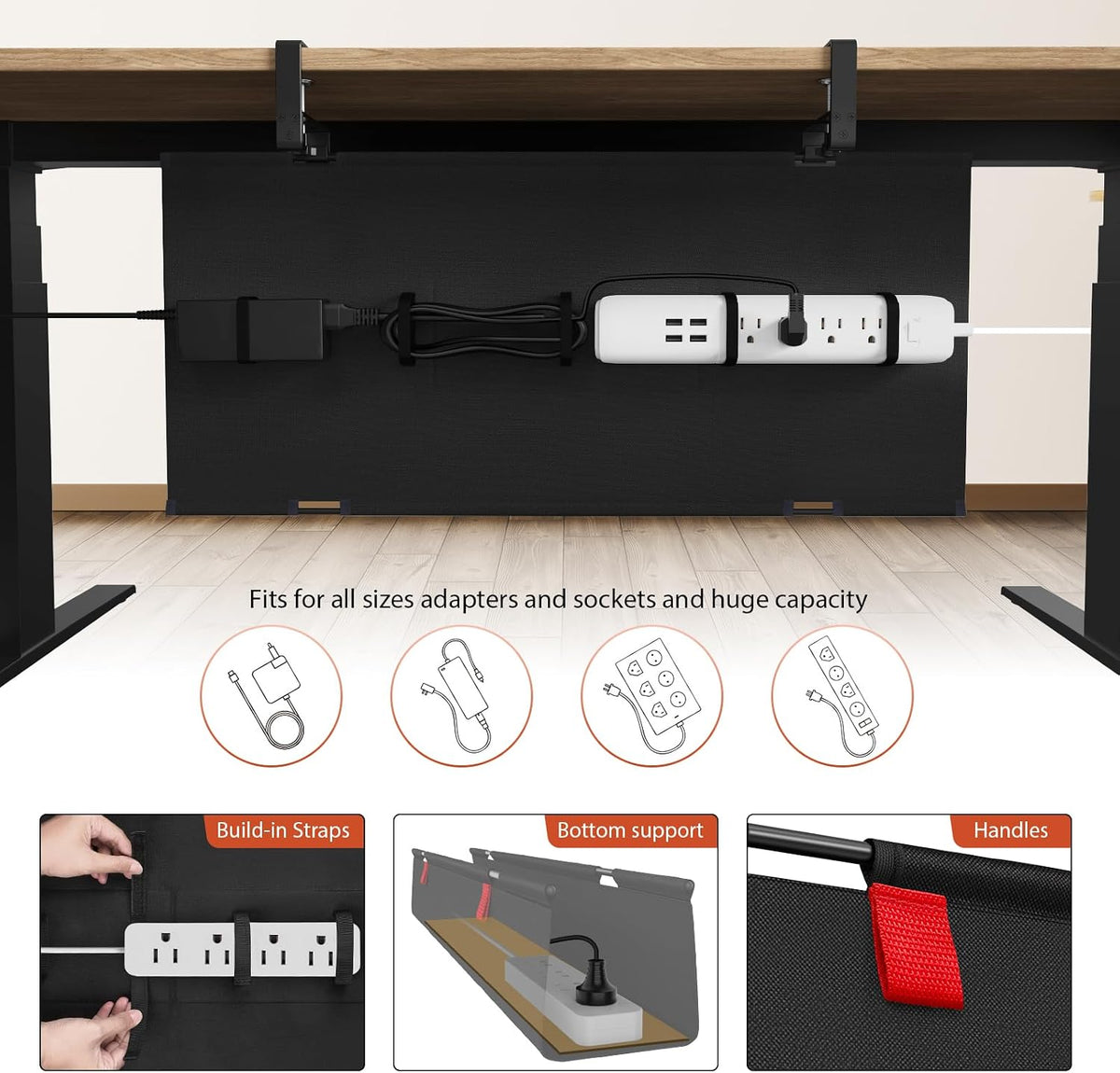 Univivi No Drill Under Desk Cable Management Tray, 36 inch Cable Management