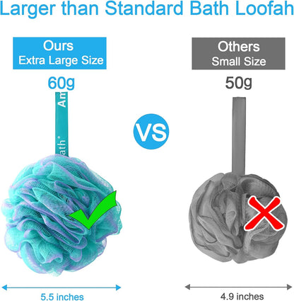 AmazerBath Loofah Sponge 75g/Piece, Exfoliating Bath Sponge Body Scrubber - Loofa Set of 4 Flower Color (Large, Green-Purple)