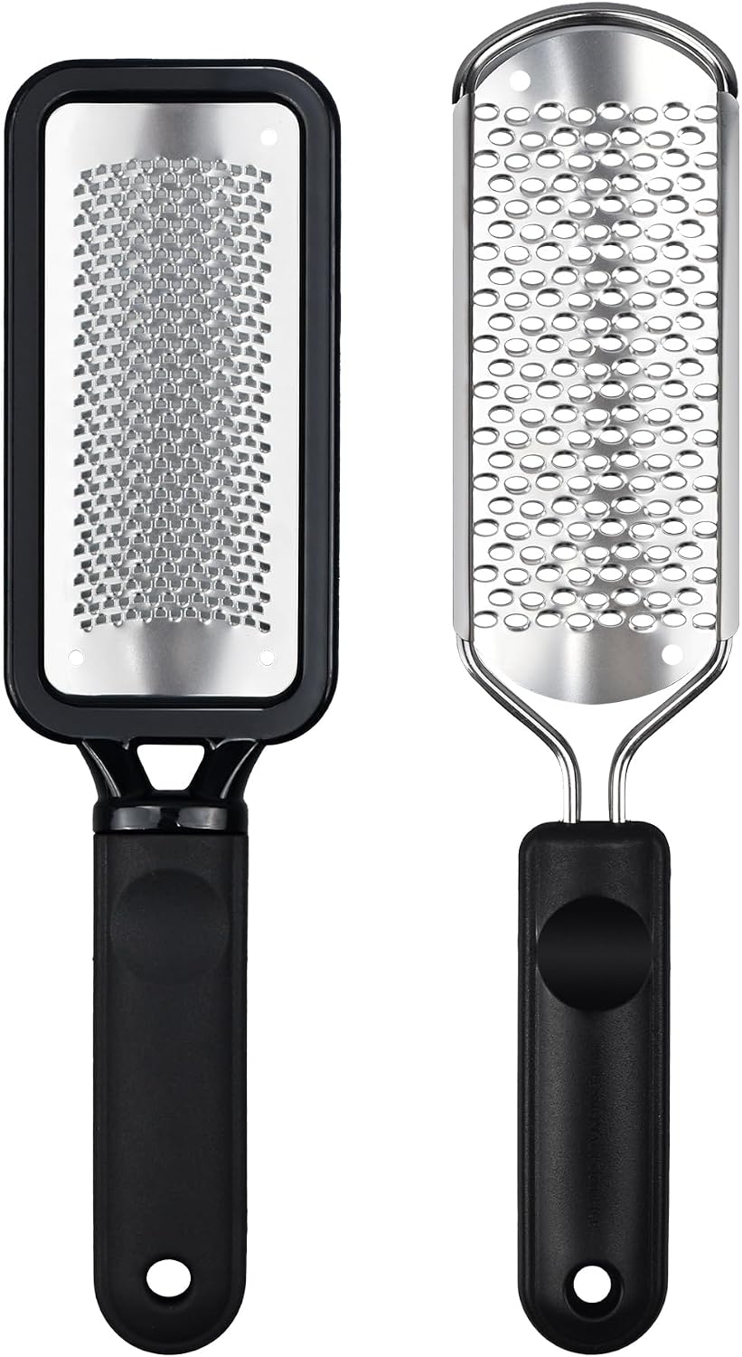 Foot Rasp Foot File, 2 Pcs Stainless Steel Pedicure Callus Remover for Feet, Professional Foot Care Tools for Pedicure to Removes Hard Skin Corns for Dry and Wet Feet