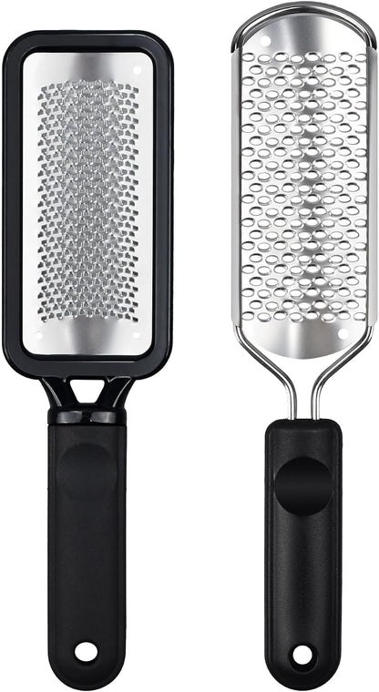 Foot Rasp Foot File, 2 Pcs Stainless Steel Pedicure Callus Remover for Feet, Professional Foot Care Tools for Pedicure to Removes Hard Skin Corns for Dry and Wet Feet