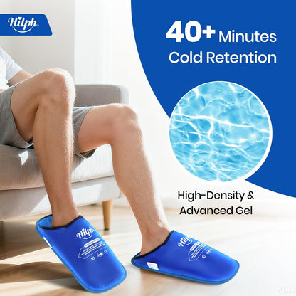 Hilph Foot Ice Pack Slippers,1 Pair Ice Pack for Foot and Toes for Plantar Fasciitis, Gout, Bunions & Neuropathy Relief, HSA or FSA Eligible Hot Cold Therapy Gel Slippers for Surgery Recovery, Blue
