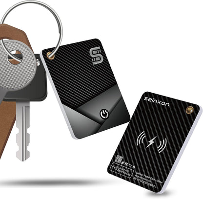 SEINXON Wallet Tracker (iOS Only) IP68 Thin Item Finder Card Luggage Located Bluetooth Works with Apple Find My APP & Network - Wireless Charger (Slim)