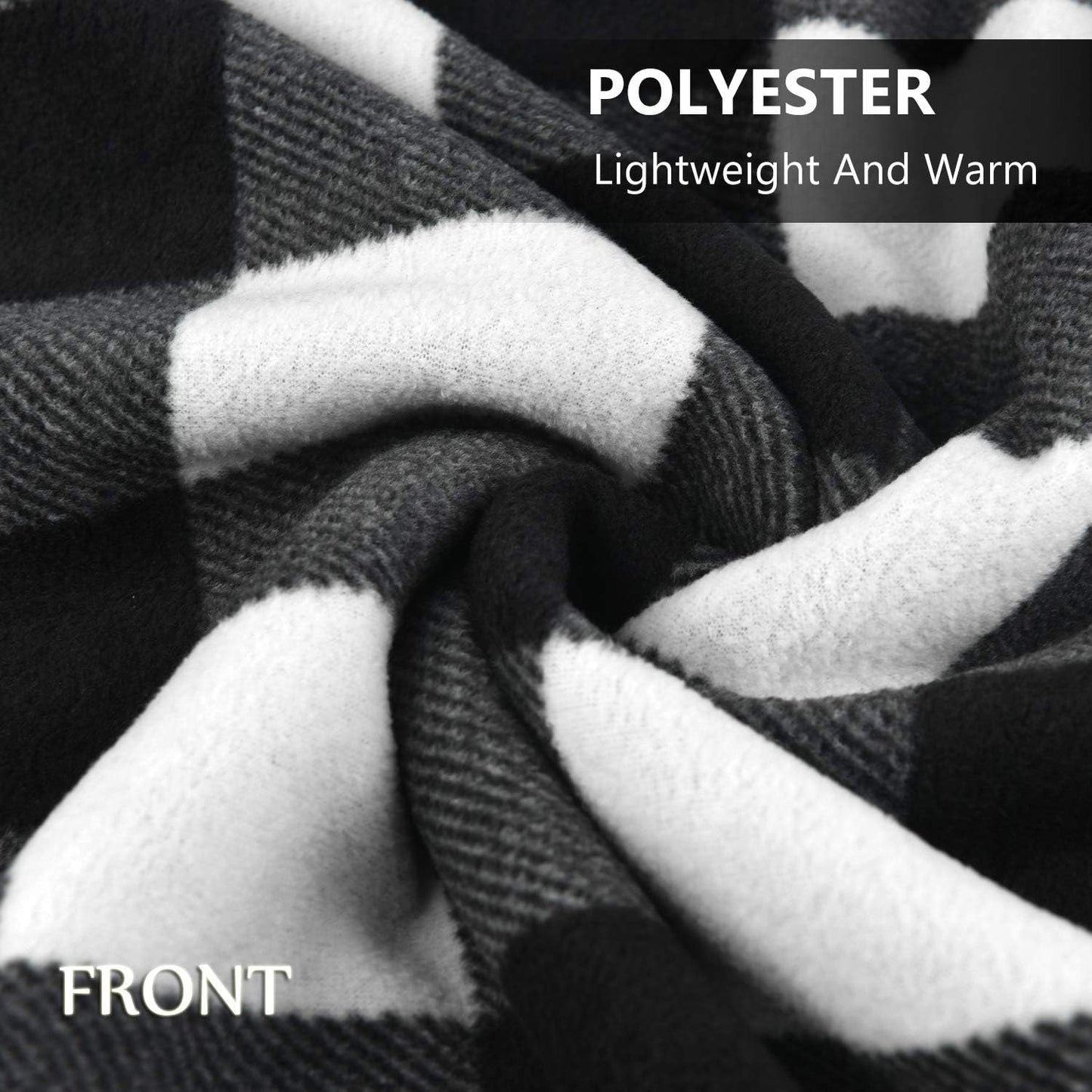 forestfish Fleece Wearable Blanket, Plaid Lap Blanket Comfy Poncho Throw with Buttons for Bed Sofa Office, Grey-White