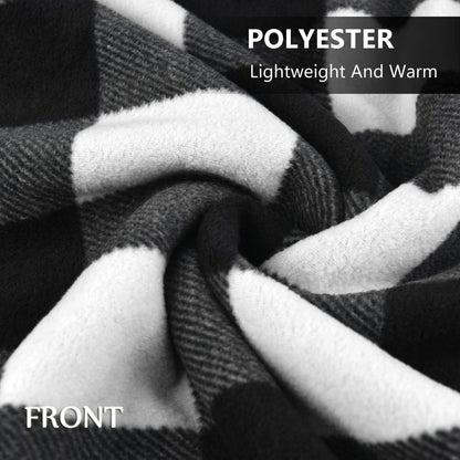 forestfish Fleece Wearable Blanket, Plaid Lap Blanket Comfy Poncho Throw with Buttons for Bed Sofa Office, Grey-White