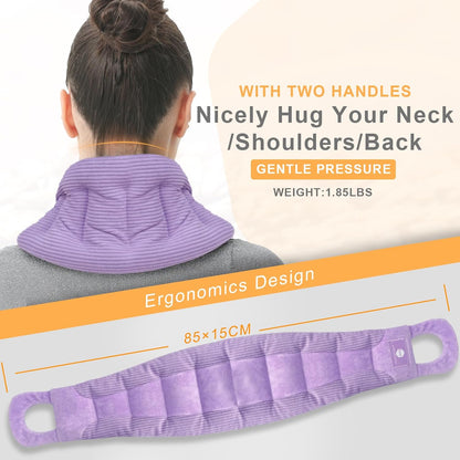 UNCN Long Wide Heating Pad for Neck and Shoulders Back 33x5.9 Microwavable Large Moist Heat Pack Warm Hot Compress Neck Wrap Weighted Bag Massage Reusable Herbal Nature Calming Portable 1.95Pounds