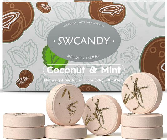 Shower Steamers Aromatherapy Birthday Gifts for Women - SWCANDY 8 Pcs Travel Essentials, Hotel Shower Spa Holidays Mom Wife Grandma Sister Her Self Care Relaxation with Natural Essential Oils Home