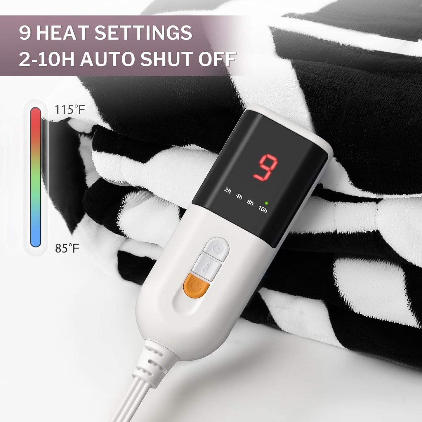 VENTIMI Electric Blanket Heated Throw, 50" x 60" Heated Blanket with 5 Heat Levels & 3 Hours Auto Off, Fast Heating Blankets with ETL & FCC Certification, Grey