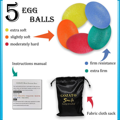 Squeeze Balls for Hand Therapy, Exercise, Arthritis - Grip Strengthener Occupational Equipment for Finger, Wrist, Carpal Tunnel, Pain Relief, Stress - Resistance Strength Squeezing Egg Trainer