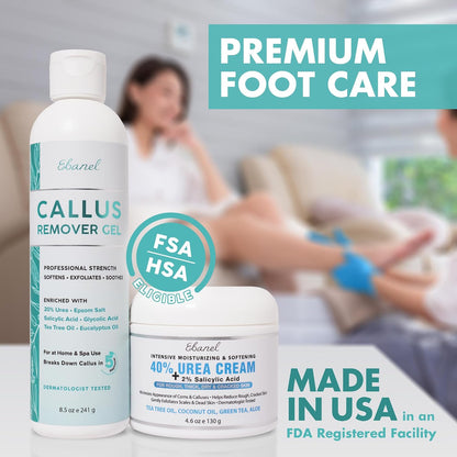 Ebanel Salon Grade Callus Remover for Feet with 20% Urea, Pedicure Gel Peel