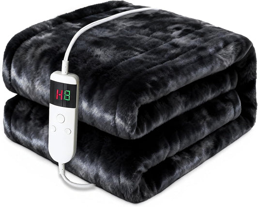 Heated Electric Blanket Throw 50''x60'' - Fast Tie-Dye Heating Blanket, Washable Heat Blanket 10 Heating Settings, 8h Timer Auto Off & Heated Protection, Soft Flannel & Sherpa Material