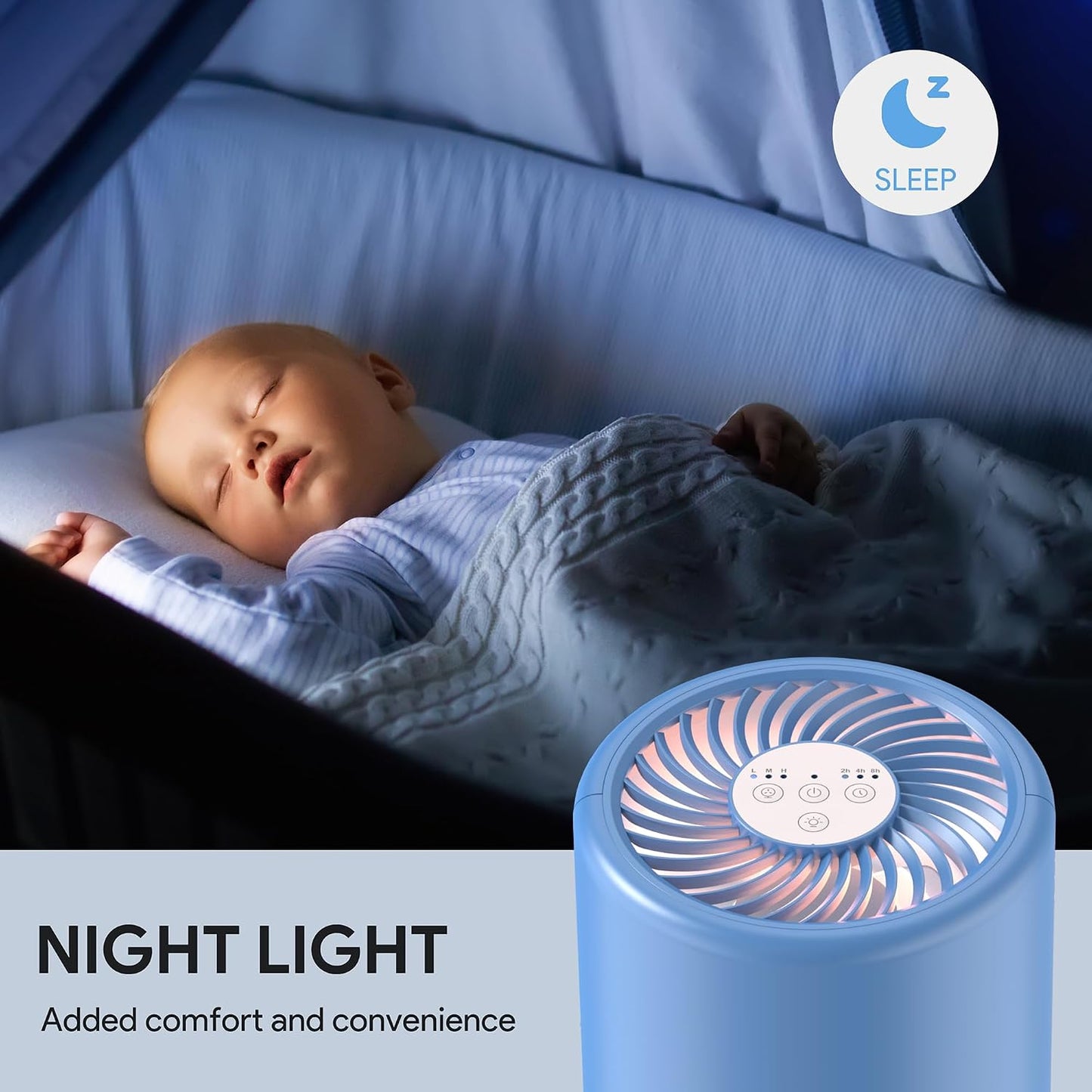 FULMINARE Air Purifiers for Home Bedroom H13 HEPA Air Purifier, 3 Speeds, Timer, 24dB, Small Mini Air Purifier with Night Light, Sage Green