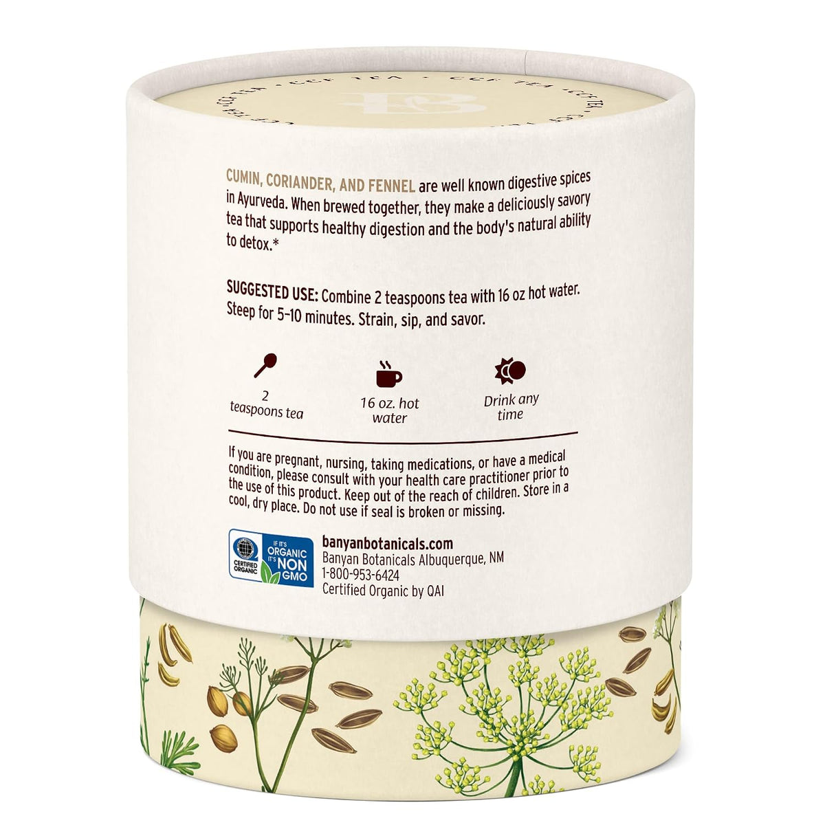 Banyan Botanicals CCF Tea (Cumin, Coriander, Fennel) – Organic Digestion Tea – Traditional Ayurvedic Detox For Supporting Digestion & Gentle Cleansing – 3.5 oz – Non-GMO Sustainably Sourced Vegan