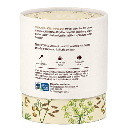 Banyan Botanicals CCF Tea (Cumin, Coriander, Fennel) – Organic Digestion Tea – Traditional Ayurvedic Detox For Supporting Digestion & Gentle Cleansing – 3.5 oz – Non-GMO Sustainably Sourced Vegan