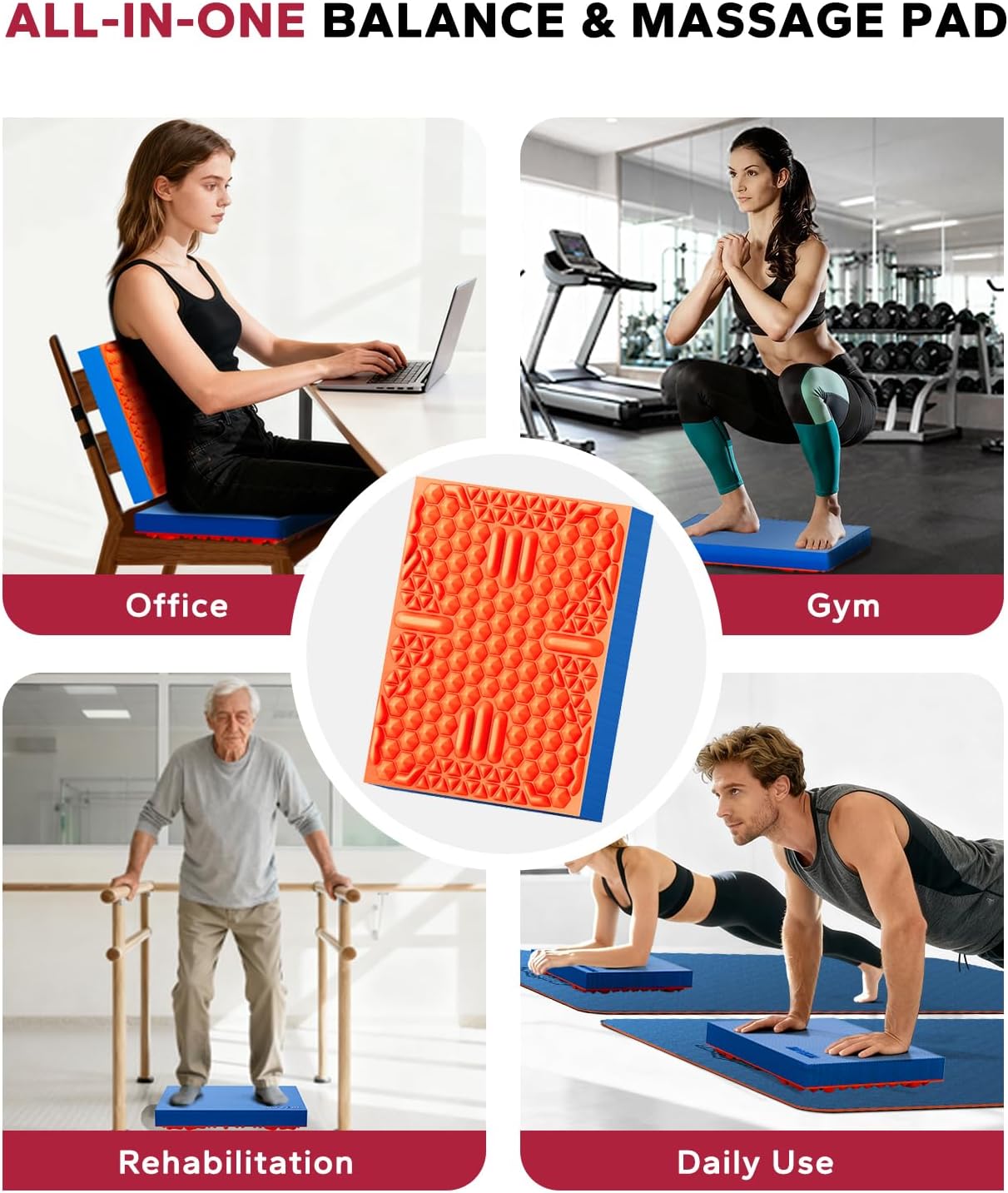 HAPBEAR Exercise Balance Pad - 15"x12" Non-Slip Textured Bottom Stability Training Mat - 2.25" Thick Soft Cushioned Foam for Physical Therapy, Core Training & Home Workouts