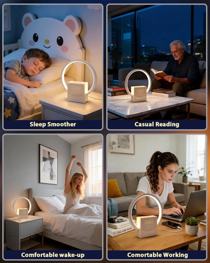 Wake Up Light Sunrise Alarm Clock for Heavy Sleepers Adults,White Noise Sound Machine with 8 Natural Sounds,Digital Alarm Clock with 3-Level Lighting,30/60/90 Timer,Snooze,USB Charger Port