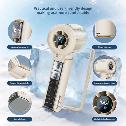 Handheld Misting Fan,20000 RPM,100 Speeds,Nano Mist,LED Display