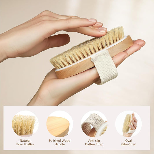 POPCHOSE Dry Brush for Lymphatic Drainage, Dry Brushing Body Brush
