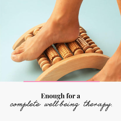 tuuli Wooden Foot Massager, Grooved Muscle Roller, Helps Ease Muscle Tension and Improve Blood Circulation, Natural Wood Therapy Massage Tools for Feet (M)