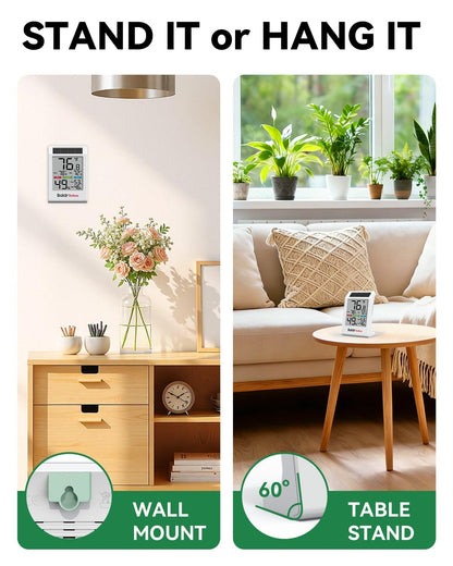 BALDR Solar Indoor Thermometer Hygrometer, Max/Min, Comfort Meter (White)
