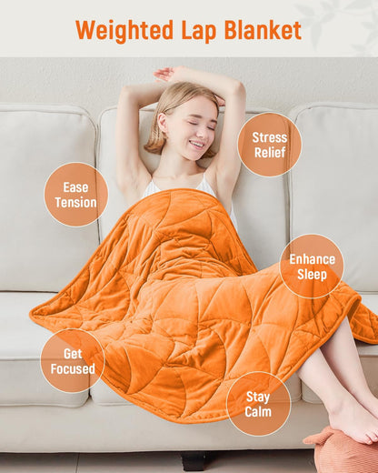 Weighted Lap Blanket 7 lbs for Adults, Luxury Soft Small Weighted Blanket, Compact Portable Weighted Lap Pad for Relaxation, Sleeping, Travel, All-Season Use, Forest Green, 40" x 52"