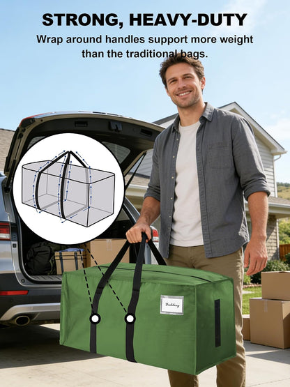 HOMESURE Supports 200lbs Heavy Duty Moving Bags - Strong Zipper & Wrap-Around Handles - Water-Resistant Storage Totes, Durable Alternative to Moving Boxes - - Semi-Transparent