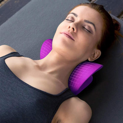 RESTCLOUD Neck and Shoulder Relaxer, Cervical Traction Device for TMJ Pain Relief and Cervical Spine Alignment, Chiropractic Pillow, Neck Stretcher (Black)