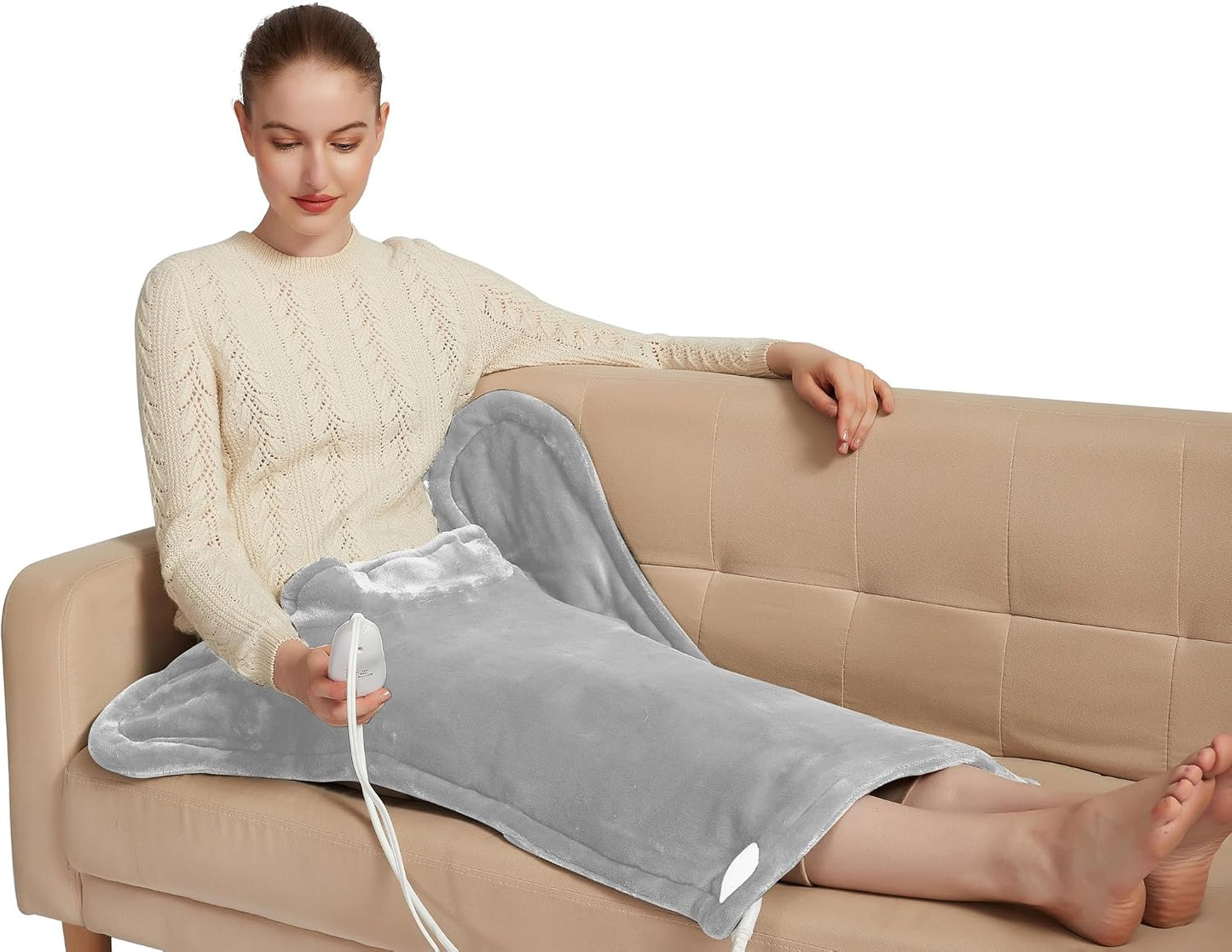 Ambershine 17''x33'' XXXL King Size Heating Pad with 12 Temperature Settings & 4 Auto-Off Countdown Timers, Pain Relief for Back/Neck/Shoulders/Abdomen/Legs(Dark Teal)