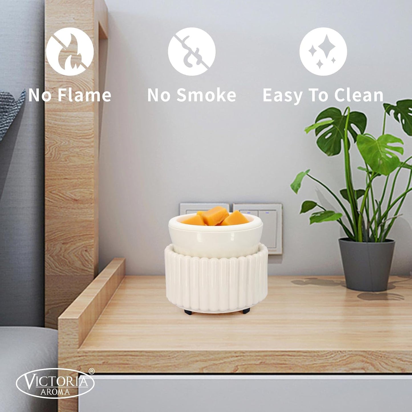 VICTORIA AROMA Ceramic Wax Melt Warmer 3-in-1 Candle Wax Warmer for Scented Wax Melter Electric Fragrance Wax Burner for Home Office Bedroom Gift & Decor…