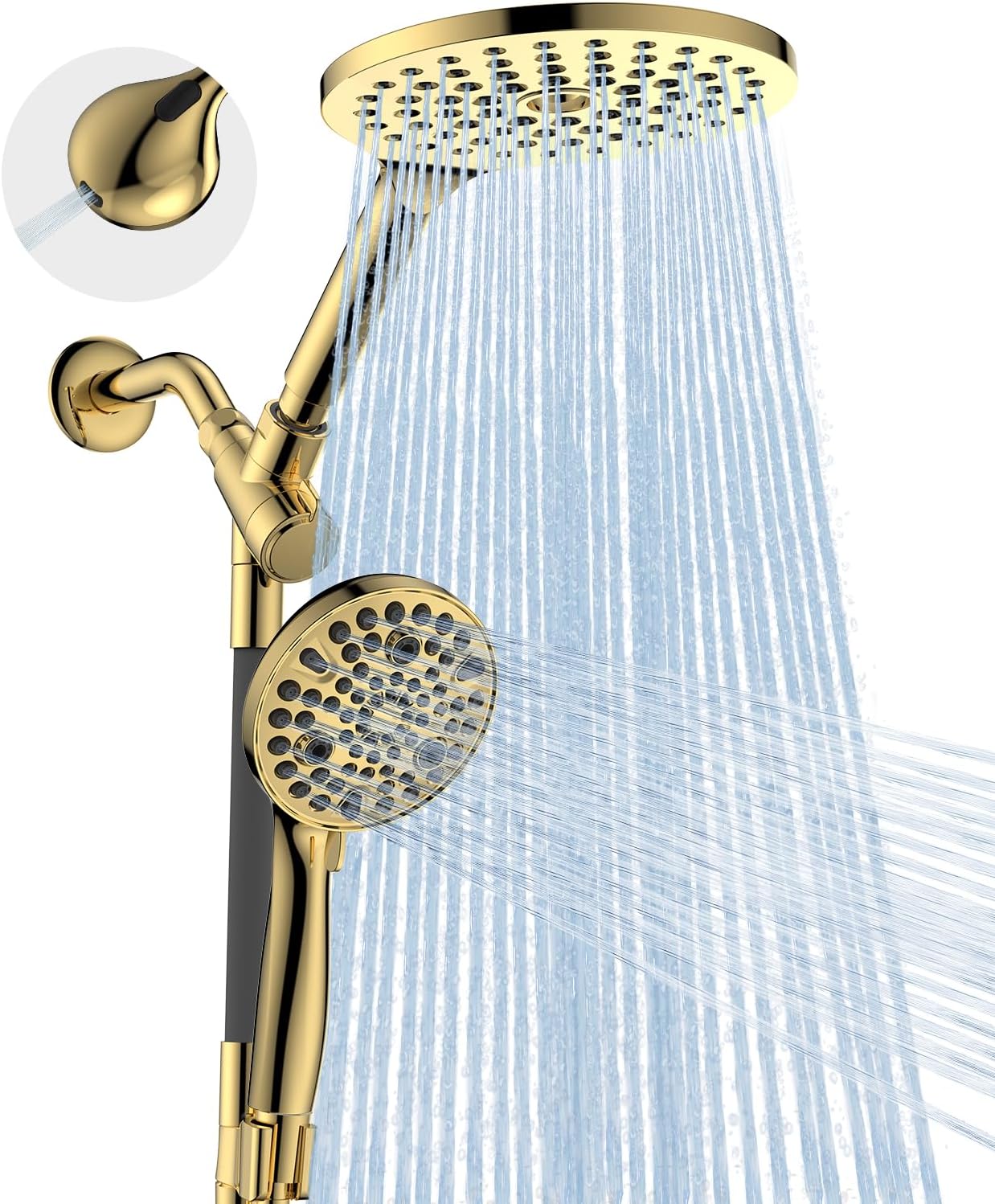 MakeFit Dual Filtered Rain Shower Head Combo, High Pressure Handheld Shower Head with Adjustable Bar - Rainfall Shower Head And Showerhead with Filter for Hard Water - Removes Chlorine
