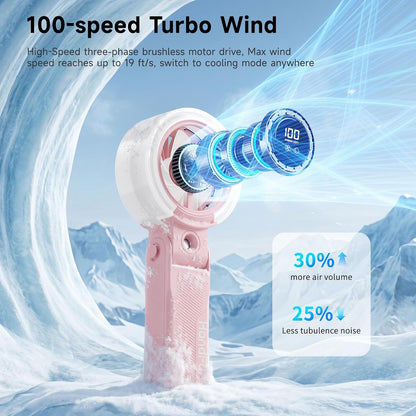 HandFan 4000mAh Handheld Turbo Misting Fan, 100 levels Adjustable High Speed Mister Fan, Portable Spray Water Mist Fans, Foldable Mini Hand Fans for Summer Beach Travel Concerts Disney(Royal Blue)