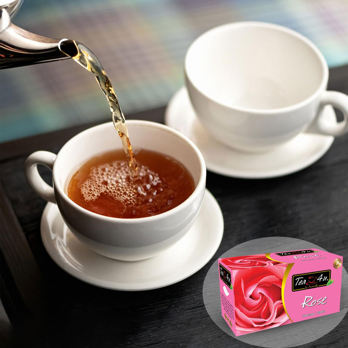 Tea4U Rose Black Ceylon Tea Bags - Finest Sri Lankan Tea - 25 Count