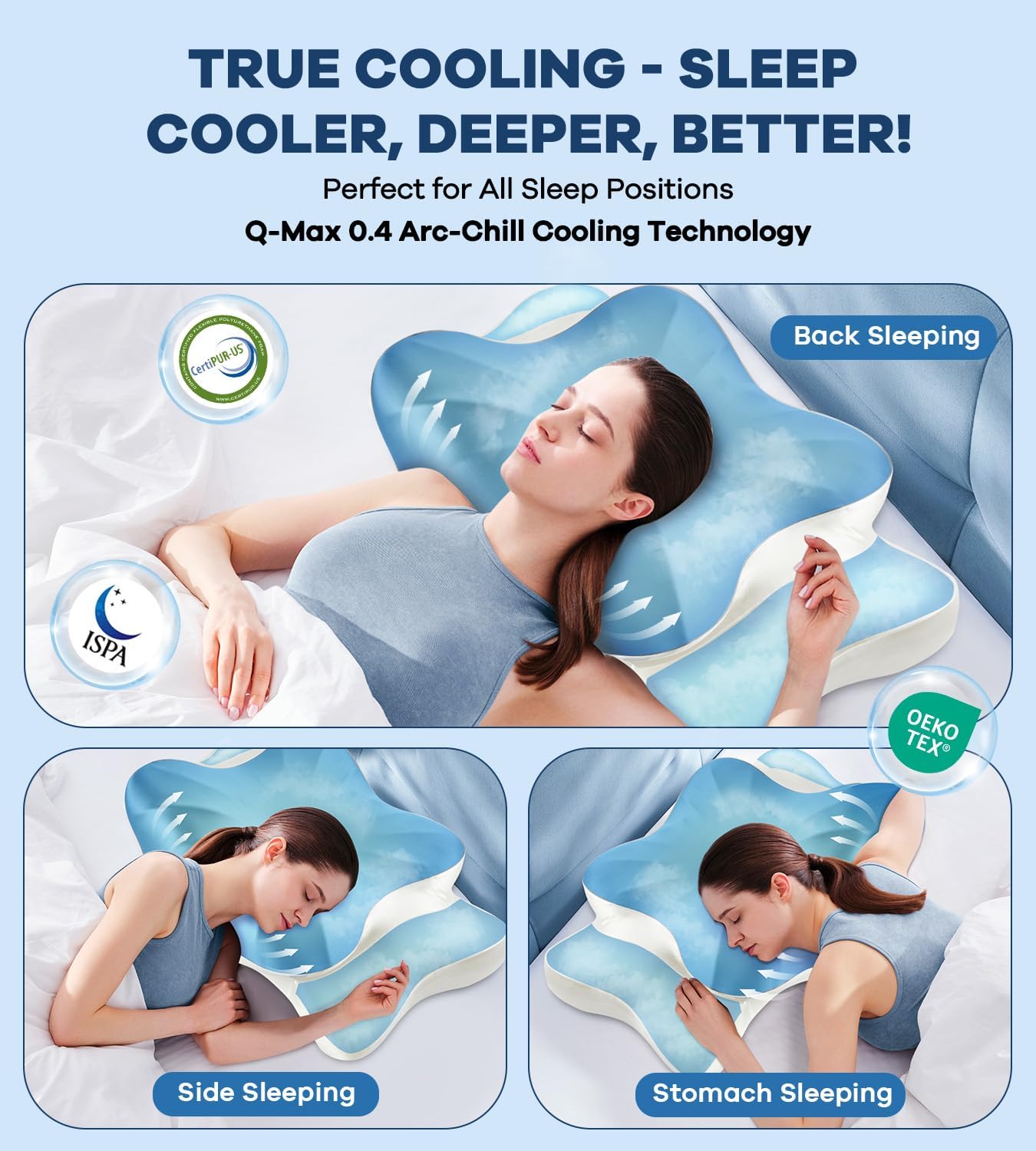 DONAMA Cervical Pillow for Neck and Shoulder,Contour Memory Foam Pillow,Ergonomic Neck Support Pillow for Side Back Stomach Sleepers with Pillowcase