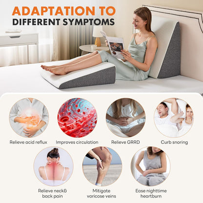 Sweetcrispy 7.5 Inch Wedge Pillow, Sleep Apnea Pillow, Neck Support