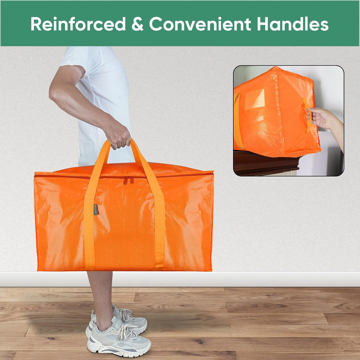 BALEINE Oversized Moving Bags with Reinforced Handles, Heavy-Duty Storage Tote for Clothes, Moving Supplies (Clear)