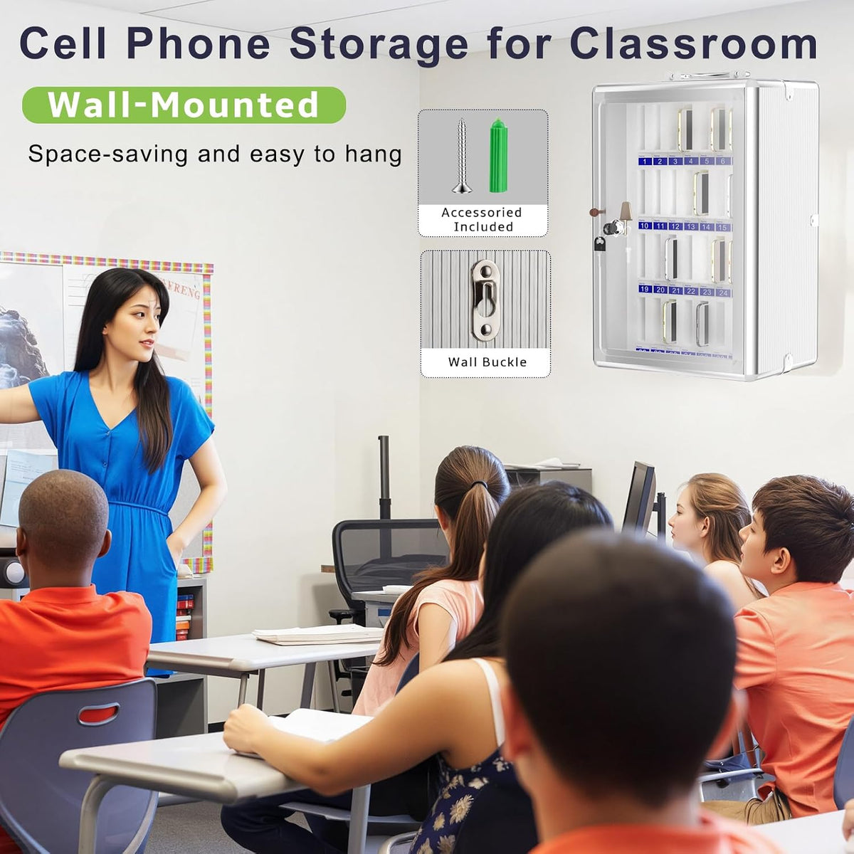 Aluminum Alloy Cell Phone Lock Box, Phone Holder for Classroom, 36 Slots