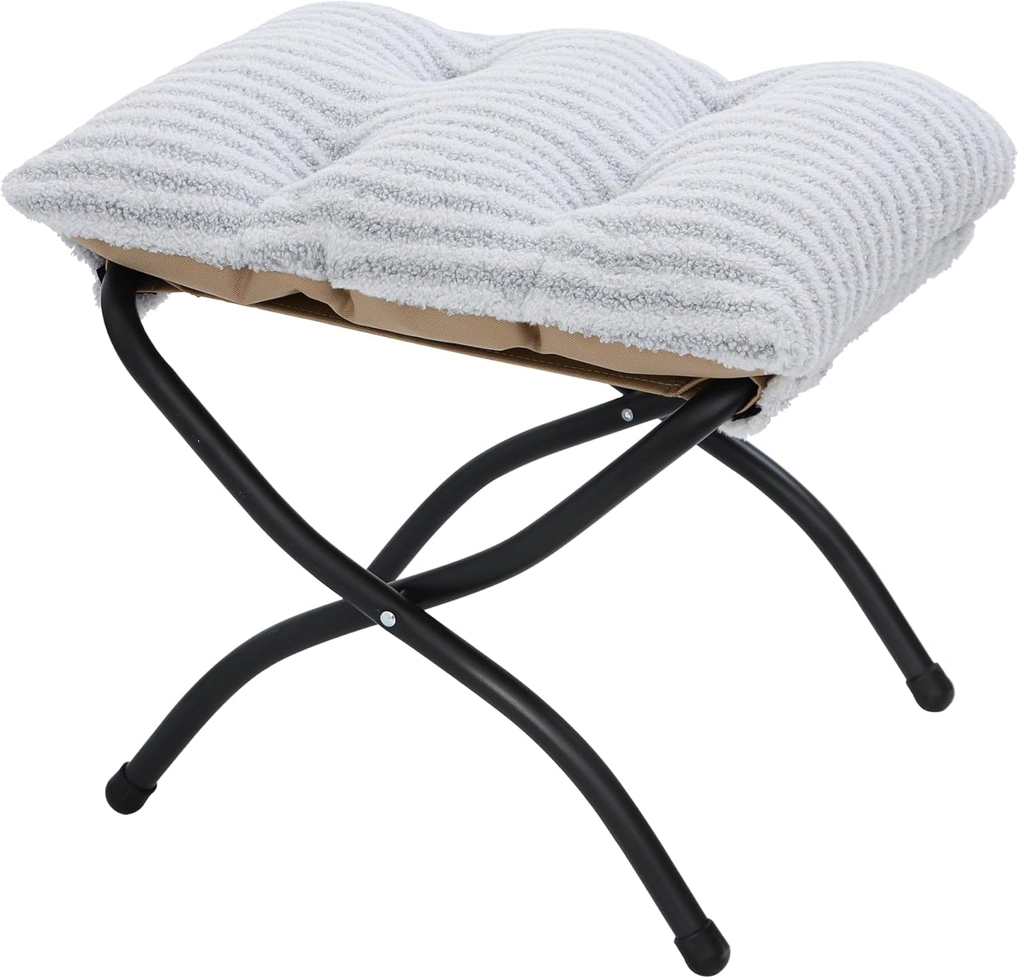 15"(H) Folding Ottoman, Foldable Footrest Stool, Portable Small Foot Stool for Couch, Collapsible Foot Rest Ottoman for Sofa, Accent Padded Ottomans for Living Room, Bedroom, Dark Grey