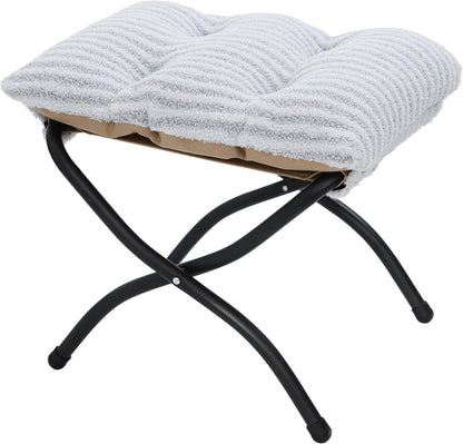 15"(H) Folding Ottoman, Foldable Footrest Stool, Portable Small Foot Stool for Couch, Collapsible Foot Rest Ottoman for Sofa, Accent Padded Ottomans for Living Room, Bedroom, Dark Grey
