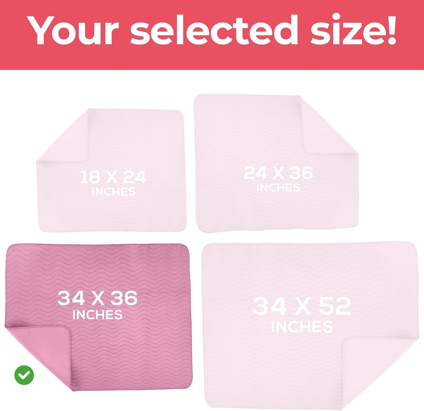 Utopia Bedding Washable Underpads 34" x 36" (Pack of 4), Waterproof Reusable Heavy Absorbency Incontinence Bed Pads for Adults, Kids, Elderly and Pets, Bedwetting Pads for Sofa and Couch (Blue)